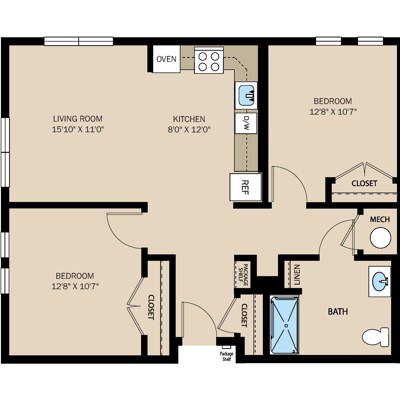 2 Bed 1 Bath