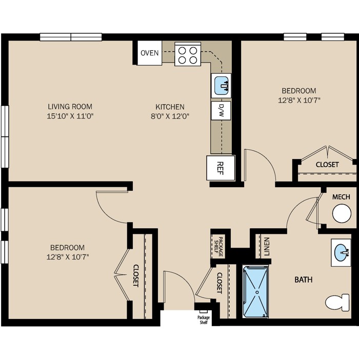 2 Bed 1 Bath