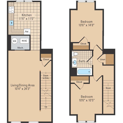 Universal Properties Two Bedroom Floor Plan
