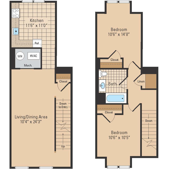 Universal Properties Two Bedroom Floor Plan