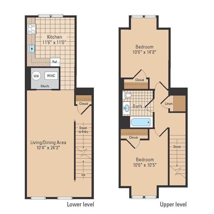 Universal Properties Two Bedroom Floor Plan