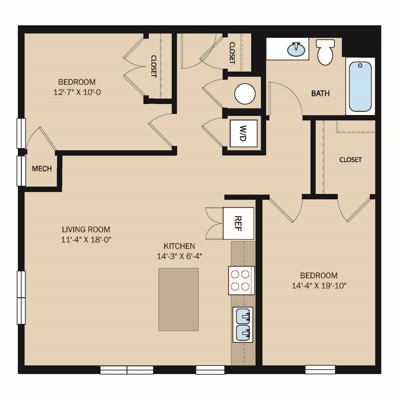 2 Bed 1 Bath