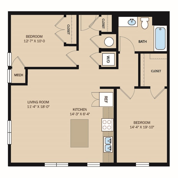 2 Bed 1 Bath