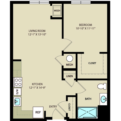 1 Bed 1 Bath (Senior)
