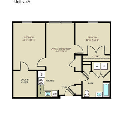 2 Bed 1 Bath Accessible