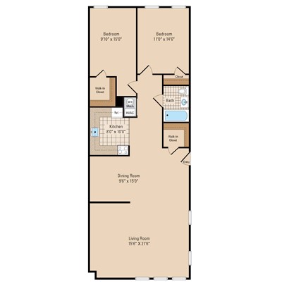 The Brentwood Two Bedroom Floor Plan