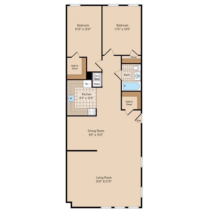 The Brentwood Two Bedroom Floor Plan