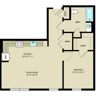 1 Bed 1 Bath