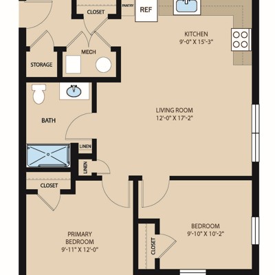 2 Bed 1 Bath