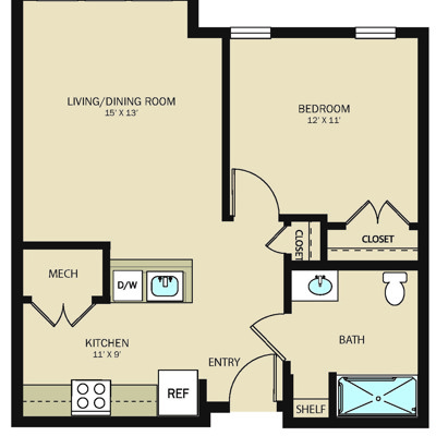 1 Bed 1 Bath