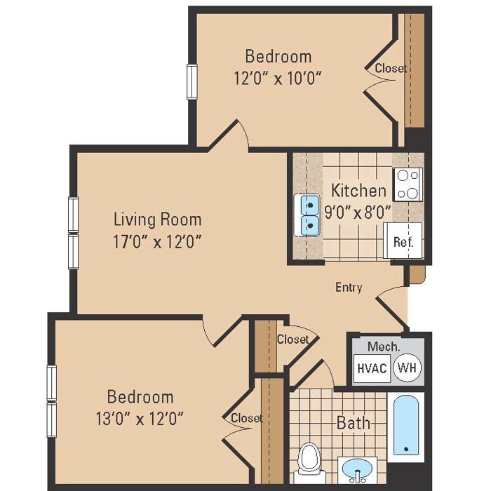 2 Bed 1 Bath