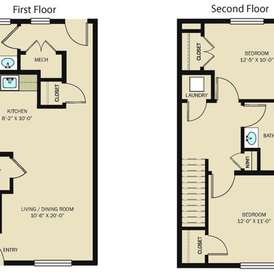 2 Bed 1.5 Bath