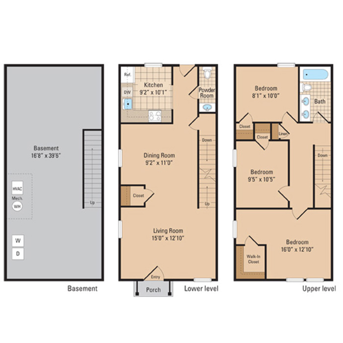 Falls Ridge Three Bedroom Floorplan