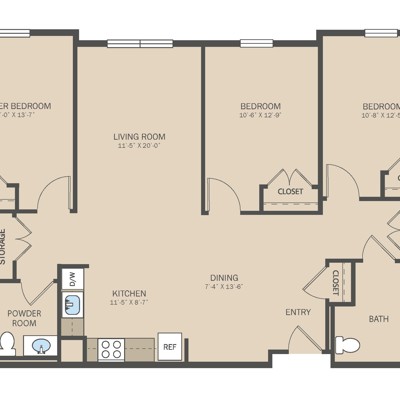 3 Bed 1.5 Bath