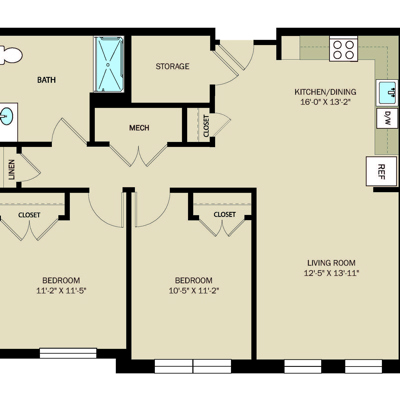 2 Bed 1 Bath