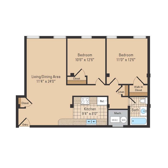 Liberty House Two Bedroom Floorplan