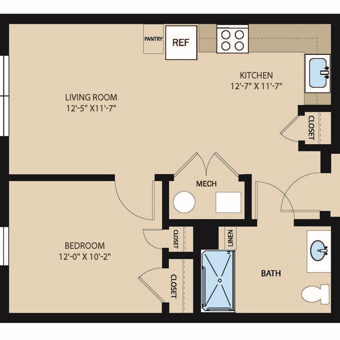 1 Bed 1 Bath