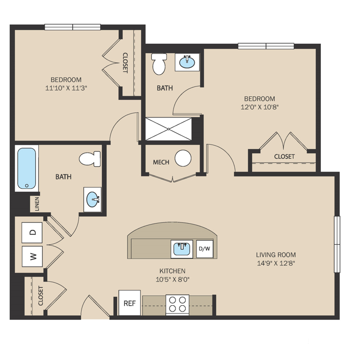 2 Bed 2 Bath