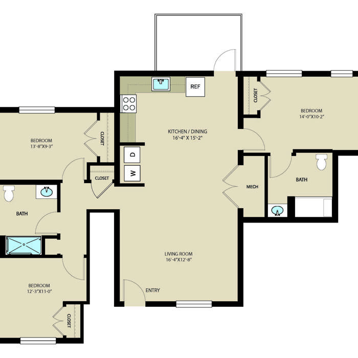 3 Bed 2 Bath