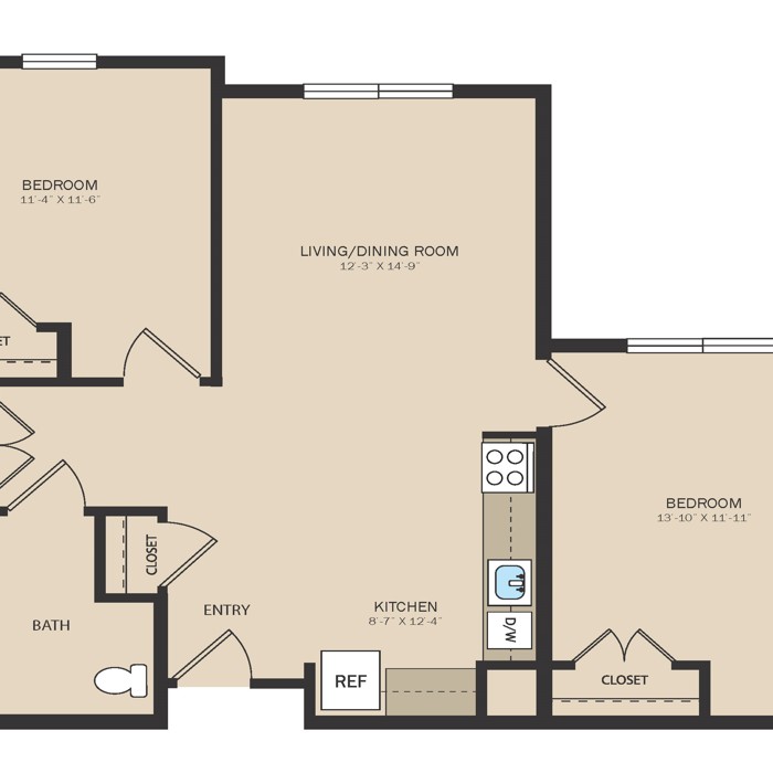 Unit D - 2 Bed, 1 Bath