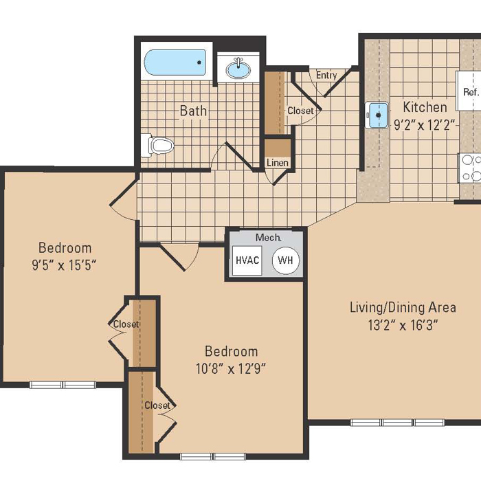 2 Bed 1 Bath