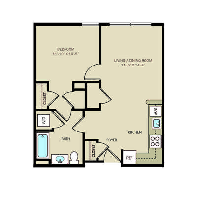 1 Bed 1 Bath