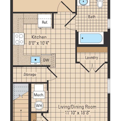 1 Bed 1 Bath