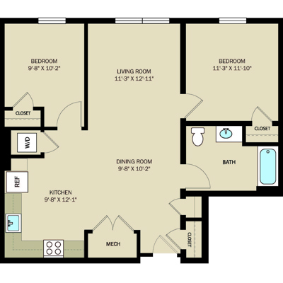 2 Bed 1 Bath