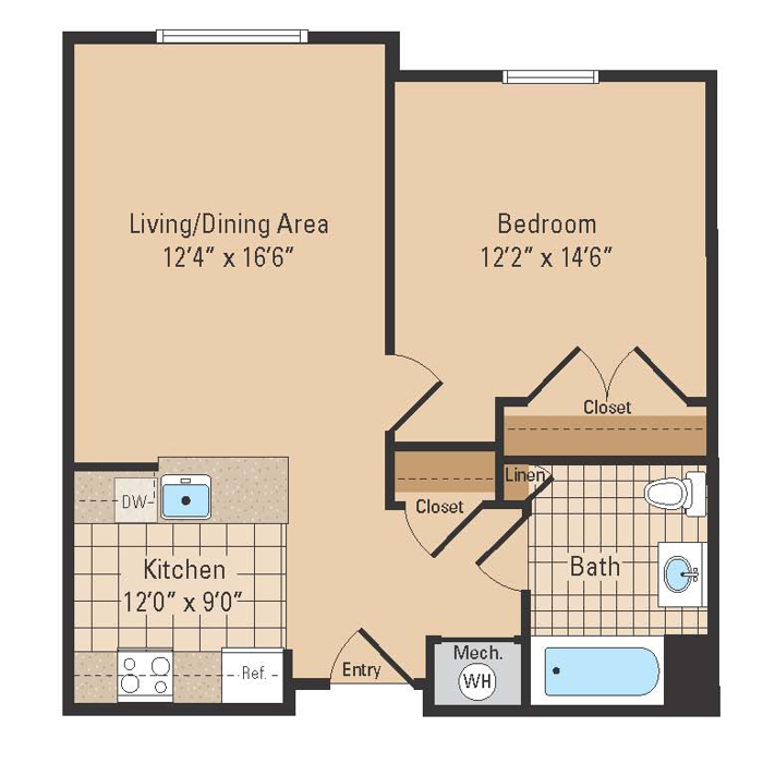 1 Bed 1 Bath