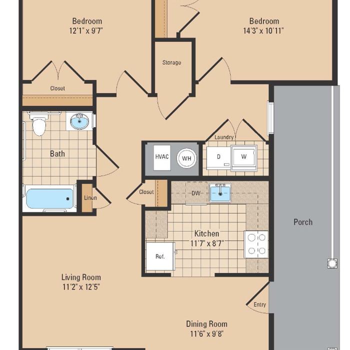 2 Bed 1 Bath