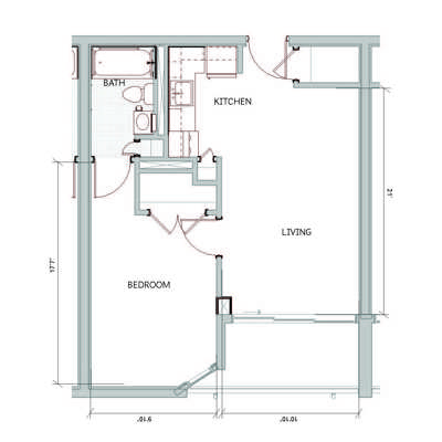 One Bedroom 535 SF