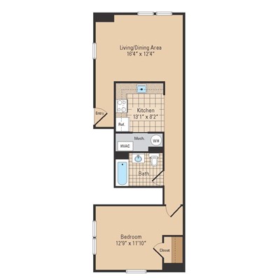 Universal Properties One Bedroom Floor Plan