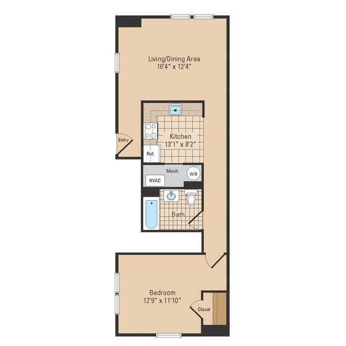 Universal Properties One Bedroom Floor Plan