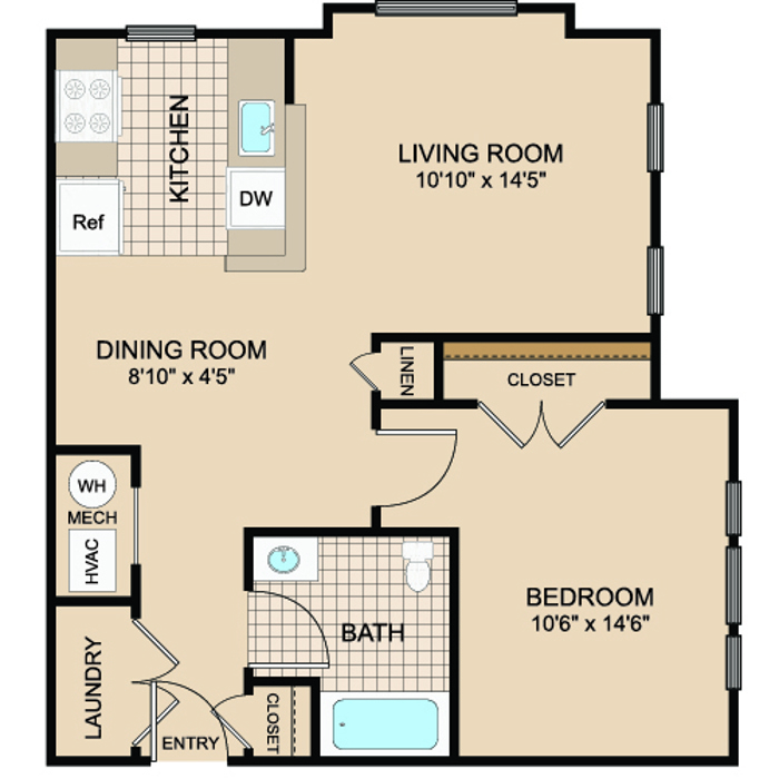 1 Bed 1 Bath