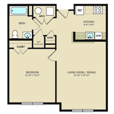 1 Bed 1 Bath