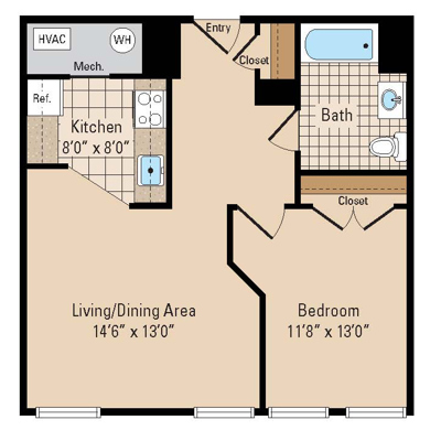1 Bed 1 Bath