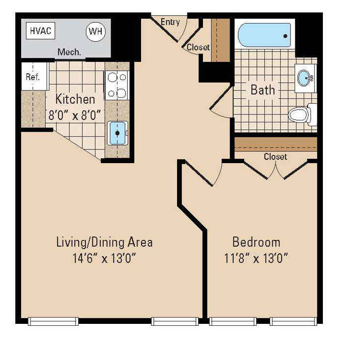 1 Bed 1 Bath