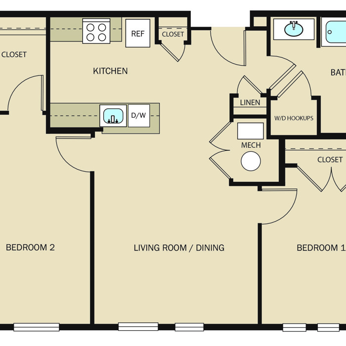 2 Bed 1 Bath