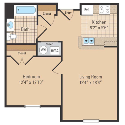Faison Mews One Bedroom Floor Plan