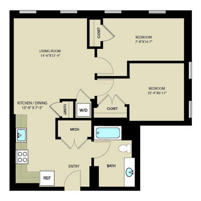 2 Bed 1 Bath