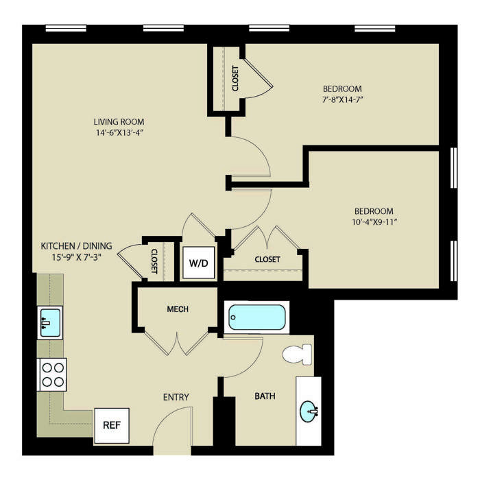2 Bed 1 Bath