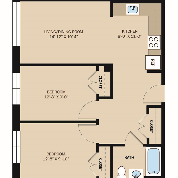 2 BR 1 BA