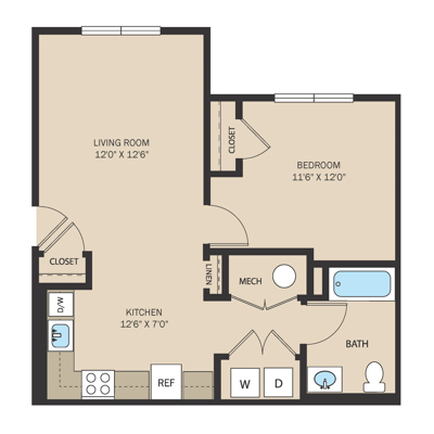 1 Bed 1 Bath