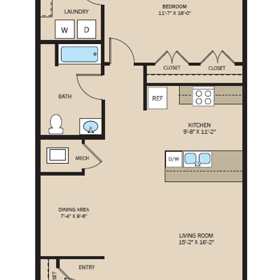 1 Bed 1 Bath