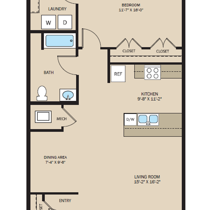 1 Bed 1 Bath