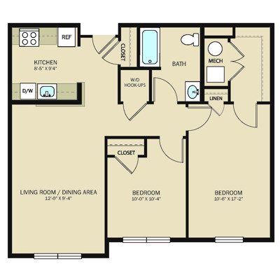 2 Bed 1 Bath
