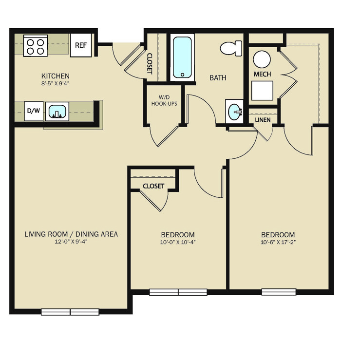 2 Bed 1 Bath