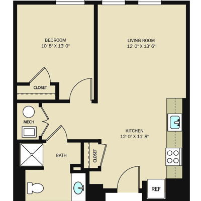 1A - 1 BR, 1 BA