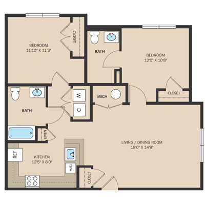 2 Bed 1 Bath