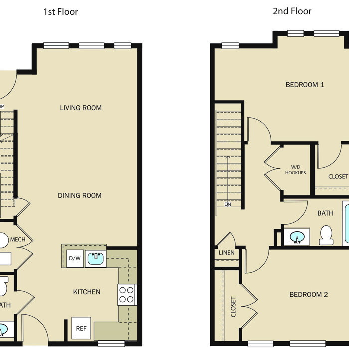 2 Bed 1.5 Bath